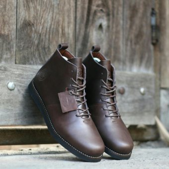 sepatu boots pria - kulit asli - bradleys houbis brown  