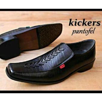 Sepatu Kickers pantofel Kulit serat kayu warna hitam Ukuran 40 / sepatu pantofel sersan pria  