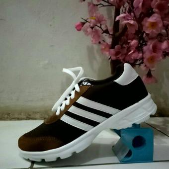 SEPATU OLAHRAGA WANITA ADIDAS TAN COKLAT PUTIH CASUAL SEKOLAH BOOTS  