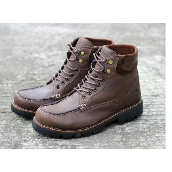 sepatu pria-men's boots-casual kulit asli wolf husky coklat  