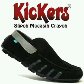 Sepatu Santai Untuk Pria / Sepatu Kickers Slop / Sepatu Pria hitam abu  
