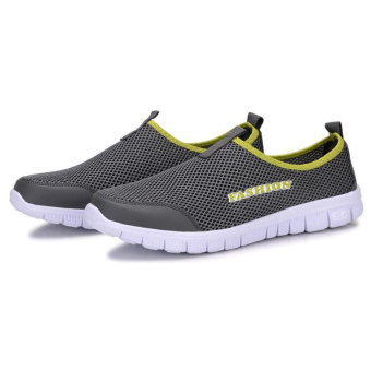 Sepatu Slip On Breathable Casual Mens Shoe - Dark Gray  