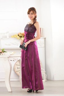 Sequin Stain Bridesmaid Wedding Long Evening Gowns Party Dress Fitted Plus Size(Purple)  