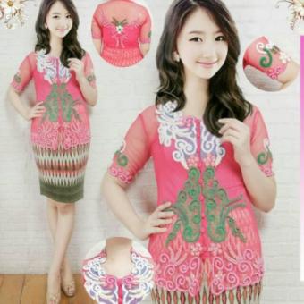 Set Kebaya Stik Blok Melawai Pink  