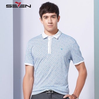 Seven brand mens tee plaid polo shirt casual business tops blue  