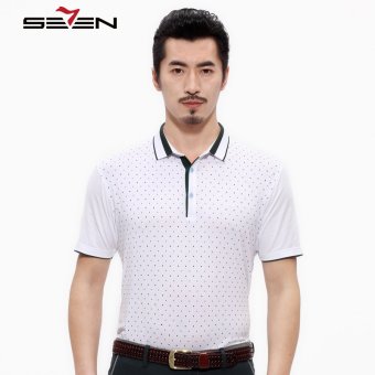 Seven Brand Summer Men Polo Shirts Polka Dot Short Sleeve T Shirt White  