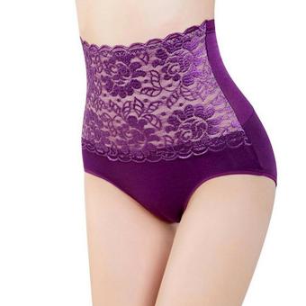 Sexy Lace High Waist Panties - Purple  