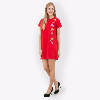 Shoffie - Dress Kaos Twins Cloud - Merah  