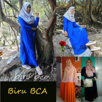 Shofia - Biru BCA- Gamis Polos Jersey Super Busui Muslimah All Size Fit to XL  