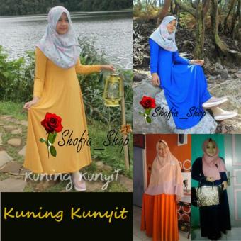 Shofia - Kuning Kunyit - Gamis Polos Jersey Super Busui Muslimah All Size Fit to XL  