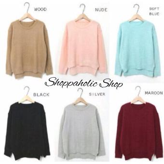 Shoppaholic Shop Sweater Wanita Plain - Maroon  