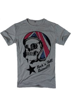 Short Sleeve Men's Skull Printed T-shirt (Grey)  