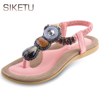 SIKETU Bohemia Rhinestone Design Slip On Flip-flop Sandals(Pink)  