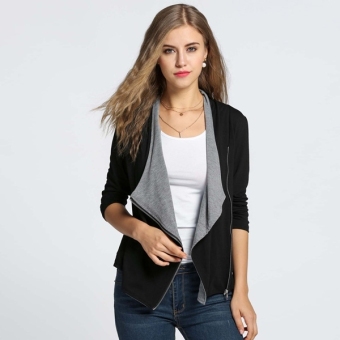 Simple Supreme 2016 Women Casual Long Sleeve Jacket Outwear Cardigan Zip Blazer Coat(Gray) - intl  