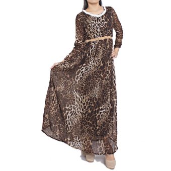 Simply The Label Leopard Premium Dress - Cokelat  