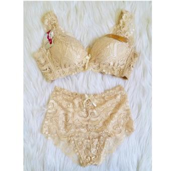 SISEKSI - Bra Full Brukat Push Up + FREE CELANA DALAM Seamless 890 size 38 - CREAM  