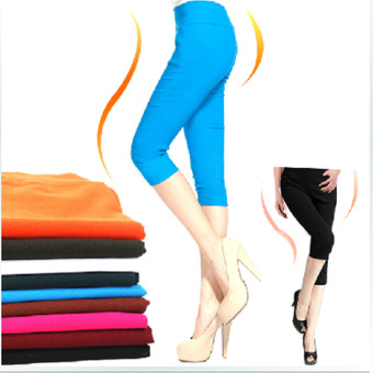 Slim Diary Lady Korean Fashion Candy Elastic 7/10 Pencil Pants Leggings(Color:Sky Blue) - intl  