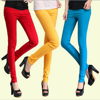 Slim Diary New Korean Fashion Outer Wear Candy Waist Render Pencil Pants(Color:Red) - intl  