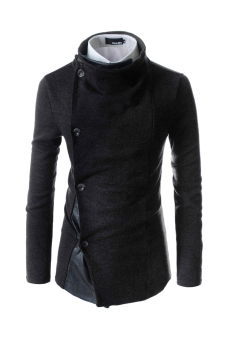 Slim Stylish Unbalanced Metallic Leather Point Knitted Cardigan Sweaters BLACK - intl  