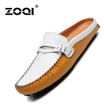 Slip-Ons & Loafers ZOQI Fashion Men Shoes Low Cut Genuine Leather Flat Shoes (Yellow) - intl  