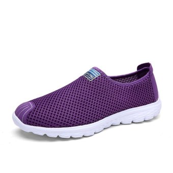 Socone Womens Mesh Slip On Walking Shoes Breathable Sport Sneakers (Purple) - intl  