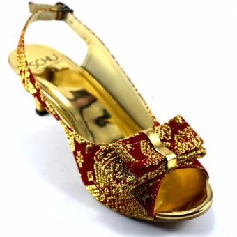 Songket Shoes Anis - Chili Red Gold  