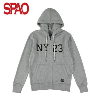 SPAO NewYork Patch Zip Up MTM Hoodies SPMZ612C08-15 (Grey)  