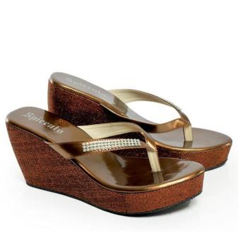 Spiccato Sandal Wedges Wanita 2229- Coklat  