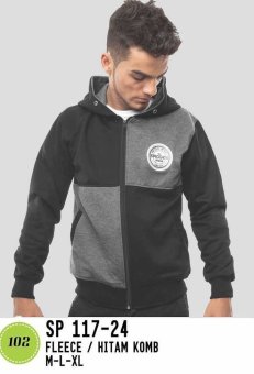 Spiccato SP 117.24 Hoodie Kasual Bahan Fleece (Hitam Kombinasi)  