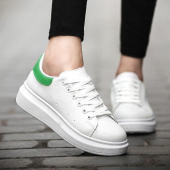 Spring Autumn Korean Students Breathable Couple Shoes High-heeled Casual Sports Shoes (White Green) - intl  