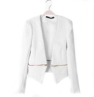 Spring Autumn Women Suits Removable Zipper Slim Long Sleeves Women's Blazers(White) (Intl)  