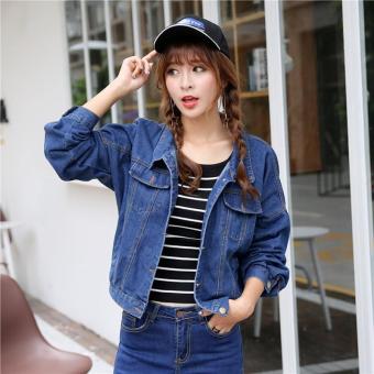 Spring Women Coat Fashion Women Denim Jacket Korean Style Loose Female Overcoat Stand Collar Long Sleeve Cowboy Jackets - intl  