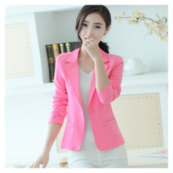 Spring Women Slim Blazer Coat New Fashion Casual Jacket Long Sleeve One Button Suit Ladies Blazers (Pink) - intl  