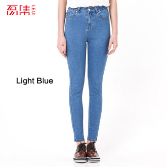 Spring/Autumn Fashion S- 6XL High Waist jeans High Elastic plus size Women Jeans woman femme washed casual skinny pencil Denim pants XXL(Light blue) - intl  