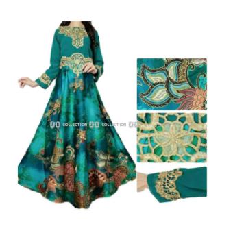 SR Collection Maxy Dress Gamis Muslim Wanita Lengan Panjang Afifah - Hijau Tosca  