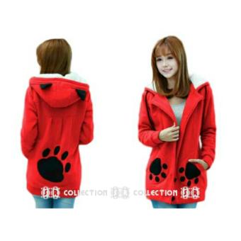 SR Collection Women's Hoodie Sweater Panda - Merah  