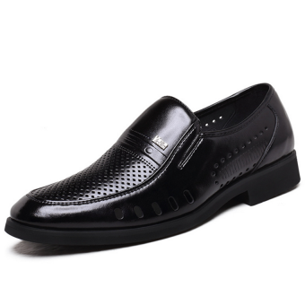 SRZ New Style Men's Fashion Breathable Leather Formal Business Shoes(Black)  