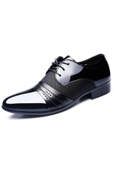 SRZ New Style Men's Fashion Leather Formal Business Shoes(Black)    