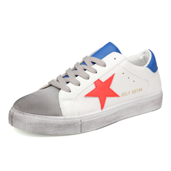 SRZ The Same Paragraph Star British Fashion Casual Leather Star Shoes(White&Blue) - intl  