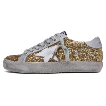 SRZ Yang Mi Same Paragraph Shoes GoldenGoose Ggdb Sequined Leather Low Help Casual Shoes(Gold)  