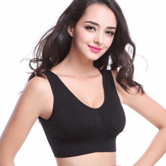 ST Women's Vest Sexy Fashion No Ring Padded Yoga Bra Exercise Top (Black) - intl  
