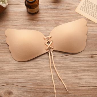 Stealth Bra Gathered Rope Silicone Breast Paste Non-Strap Wedding Dress Underwear Self Adhesive Invisible Push Up Bra---Skin Color - intl  