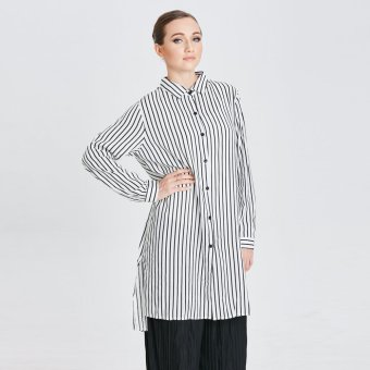 Stitch striped midi shirt (White)  