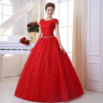 Strapless A-line red ball gown plus size wedding dresses with sleeves - intl  