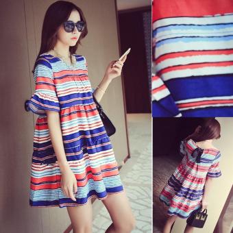 Striped pregnant women Dresses For Maternity cotton And linen material Fashion - intl  