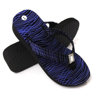 Stripes Casual Beach Slippers Flip Flops Sandals Blue  