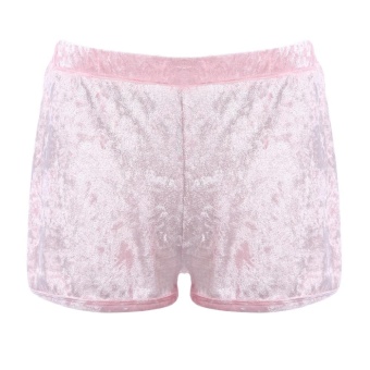 Stylish Mid Waist Slit Velvet Women Shorts(PINK)(Size:XL)(Int:S) - intl  