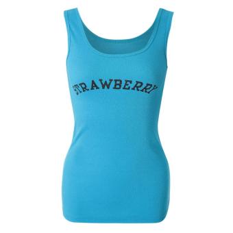 Stylish Scoop Collar Letter Print Women's Tank Top(BLUE)(Size:ONE SIZE(FIT SIZE XS TO M))(Int: One size) - intl  