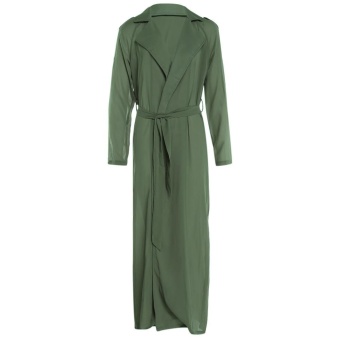 Stylish Solid Chiffon Long Sleeve Coat for Women(OLIVE GREEN)(Size:XL)(Int:S) - intl  