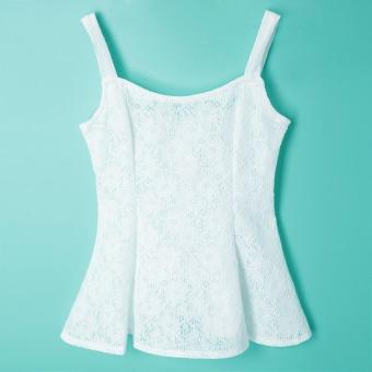 Stylish Spaghetti Strap Sleeveless Solid Color Tank Top(WHITE)(Size:L)(Int:M) - intl  